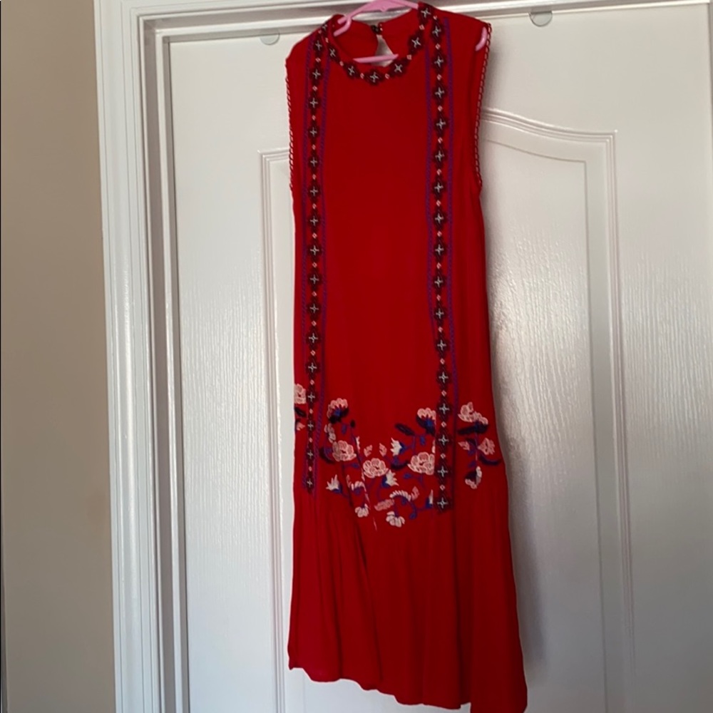 Red and blue embroidered dress!!